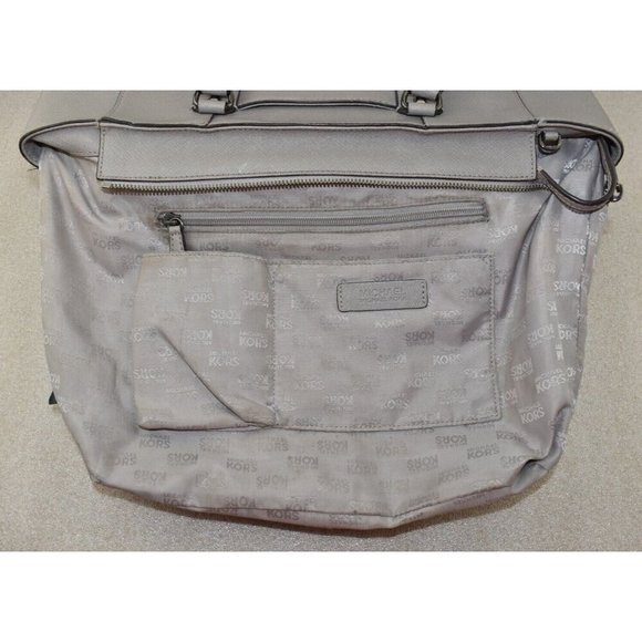 Michael Kors Womens Sandrine Studded Gray Saffiano Leather Satchel Handbag - Picture 16 of 16